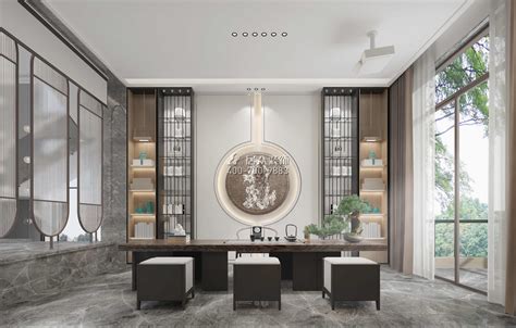 50万元四居及以上199平米装修案例_效果图 - 现代茶室 - 设计本