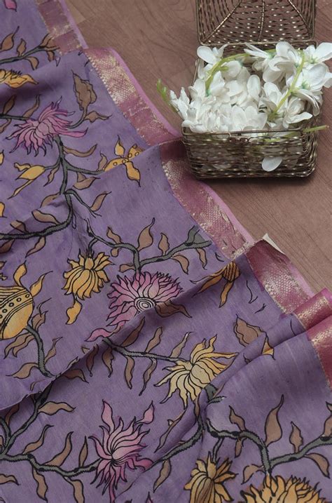 Shop the Exquisite Purple Pen Kalamkari Pure Silk Dupatta