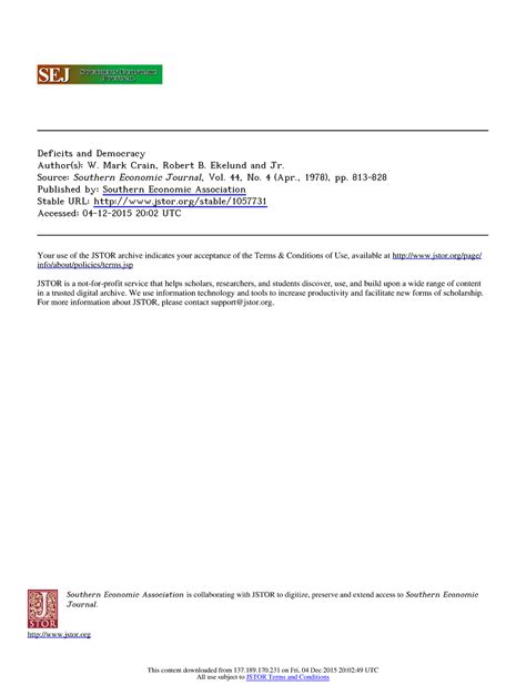 Deficits and Democracy - Southern Economic Association is collaborating ...