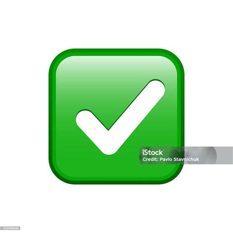 Green Check Mark Emoji Icon Approval Button Sign Stock Illustration ...