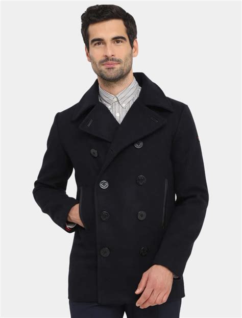 Men's Classic Black Wool Coat - Mens Leather Wear