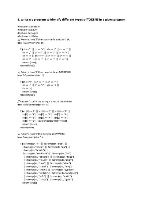 C Lab Manual: Token Identification & Lexical Analysis Programs - Studocu