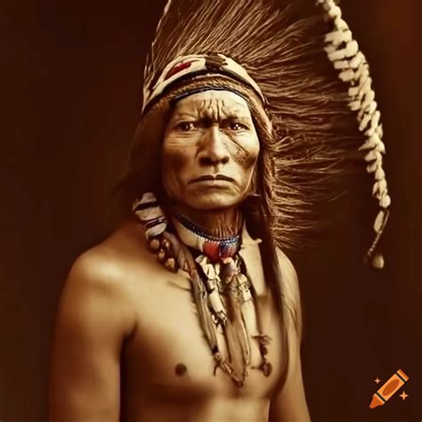 Xix century photography of an apache indian warrior