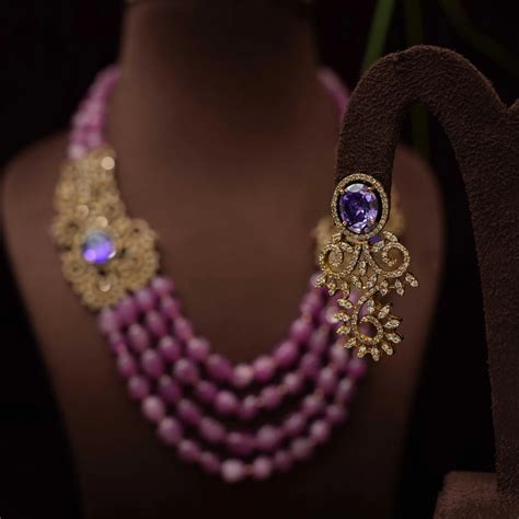 Namrata Beaded Zircon Necklace Set | Lavender Elegance for Women