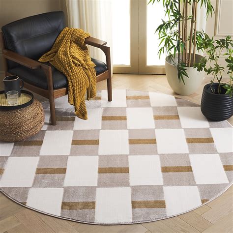 Safavieh Groove 102A Ivory/Gold 7 x 7 Area rug in the Rugs department ...