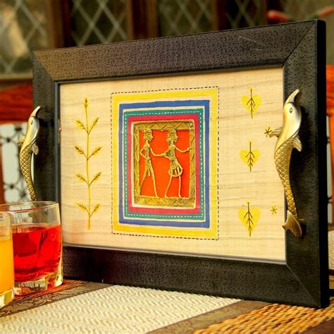 Buy Unravel India Dhokra and Warli Hand Painted Wooden Antique Silk ...