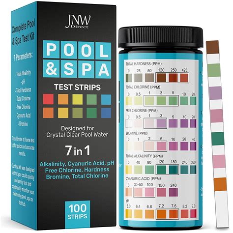 JNW Direct Pool and Spa Test Strips - 100 Strip Pack, Test pH, Chlorine ...