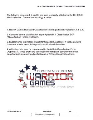 Fillable Online warriorgames dodlive Classification Form - DoD Warrior ...