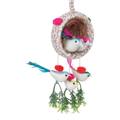 Buy PulGos Home Decor Lovely Bird Nest,Beautiful Artificial Birds, Jute ...