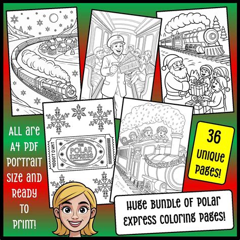 36 Polar Express Christmas Train Movie XMAS Themed A4 Coloring Pages ...