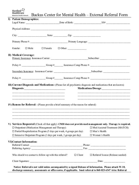 Fillable Online Backus Center for Mental Health – External Referral ...