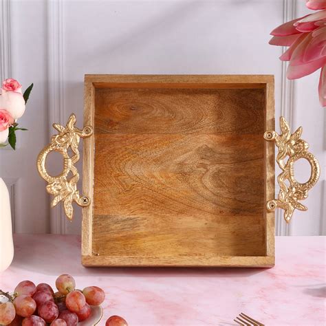 Ornate Wooden Square Tray – OliveHomeAccents