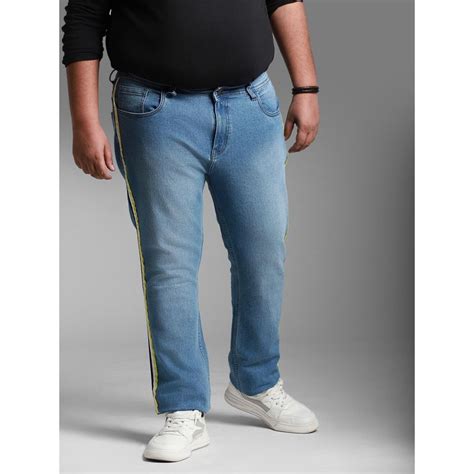 Buy High Star Plus Size Men Slim Fit Light Fade Clean Look Stretchable ...