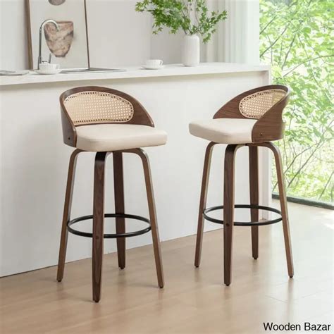 Leeanaz Swivel Faux Leather Counter & Bar Stools - Wooden bazar ...