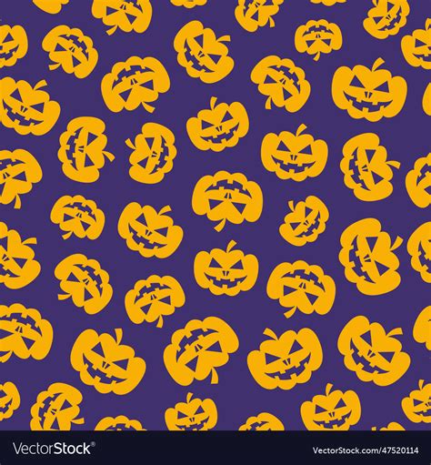 Halloween pattern pumpkin yellow color on lilac Vector Image
