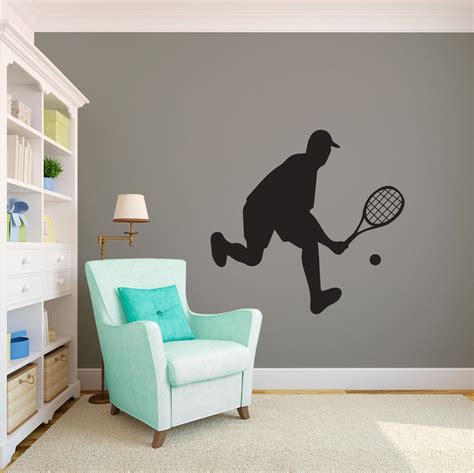 Male Tennis Player Silhouette Sports - Wall Decal Custom Vinyl Art Stickers - Etsy