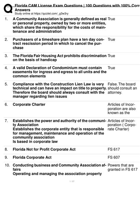 Florida CAM License Exam Questions | 100 Questions with 100% Correct ...
