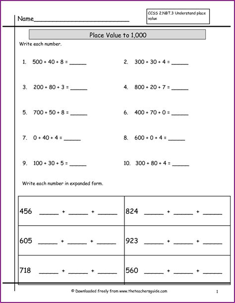 Image result for Expanded Form of Numbers Worksheet