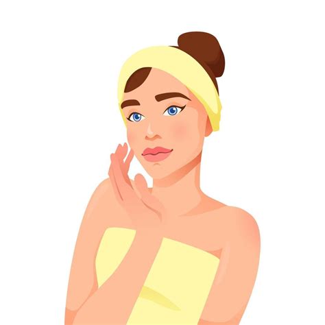 Beauty woman with clean skin care in cartoon style. Vector illustration ...