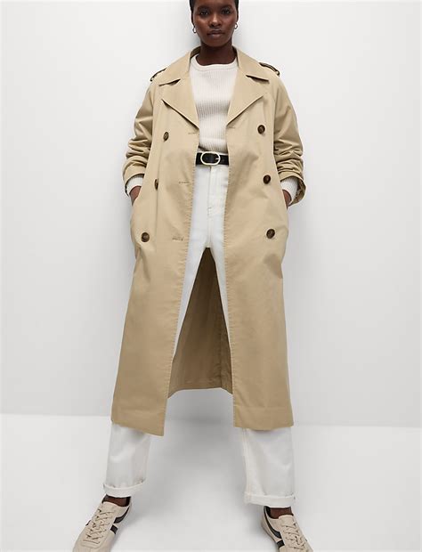 Buy Cotton Rich Longline Trench Coat at Marks & Spencer