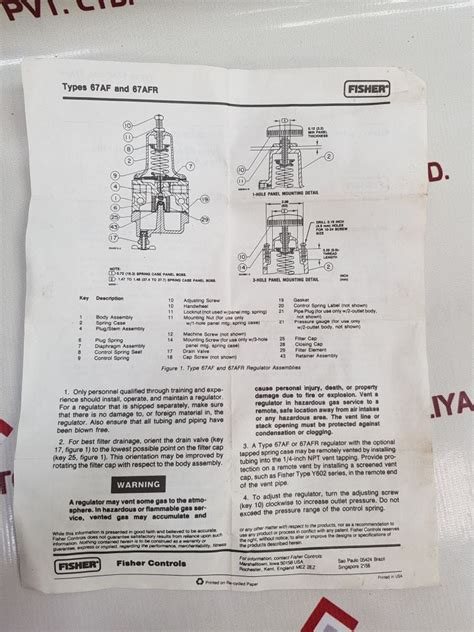 Fisher 67Afr/226 Pressure Regulator – Aeliya Marine Tech