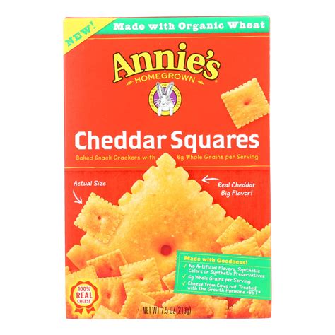 Annie's Homegrown - Cracker Chedder Sqrs - Case of 12-7.5 oz. (Pack of 12)