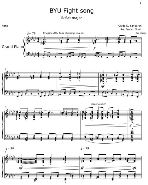 BYU Fight song - Sheet music for Piano
