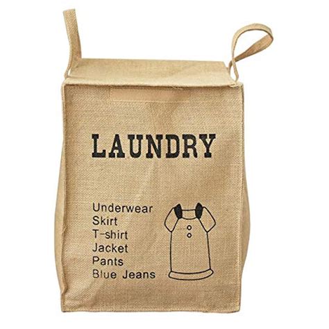 Buy KiaoTime Jute Square Laundry Basket Bag Bin for Home Laundry Room ...