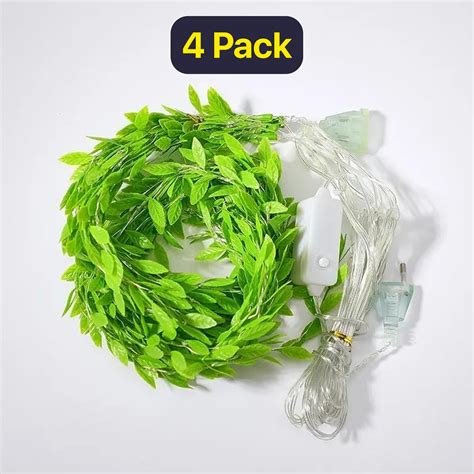 Enchanted Green Leaf Fairy Light Curtain, 96 LEDs, Timer Function ...