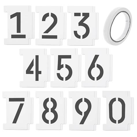 Buy ASTER 21 Pieces Numbers Stencils Kit 0-9 Interlocking Curb Stencil ...