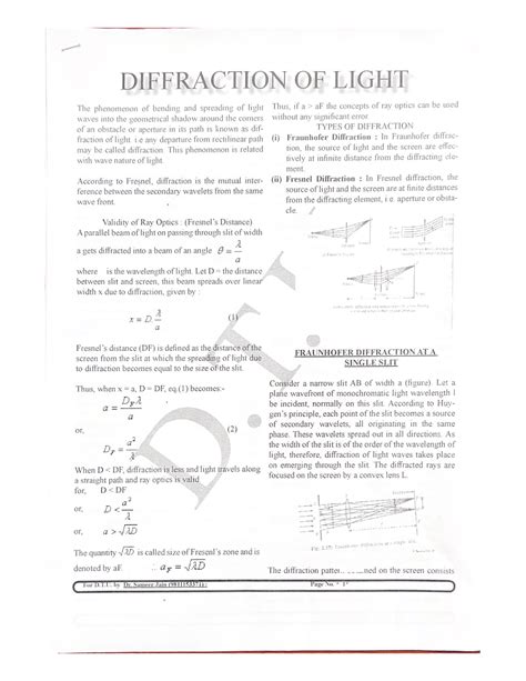 Diffraction OF Light - Mathematics - Studocu