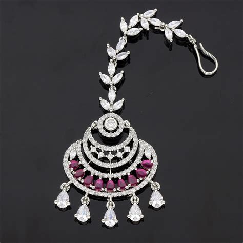 Zirconia Maang Tikka – Violet & Purple Designer Fashion Jewellery