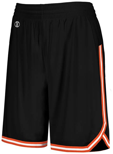 Holloway Sportswear M Womens RETRO BASKETBALL SHORTS Black/Orange/White ...