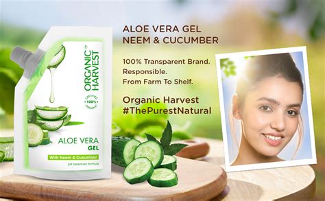 Organic Harvest Aloe Vera Gel: Neem & Cucumber | Aloe Vera Gel for Dry ...