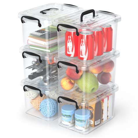 Amazon.com - Tangyinus Plastic Storage Containers with Lids - 6 Pack 6 Quart Clear Storage Bins ...
