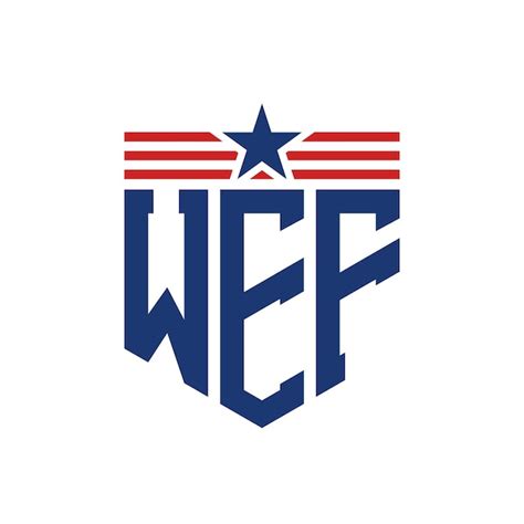 Logo patriotique du WEF avec étoile et sangles de drapeau américain ...