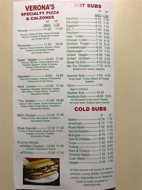 Online Menu of Verona Pizza and Seafood Restaurant, Ayer, Massachusetts ...