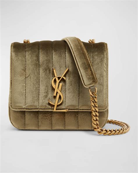 Saint Laurent Vicky Small YSL Crossbody Bag in Quilted Velvet | Neiman ...