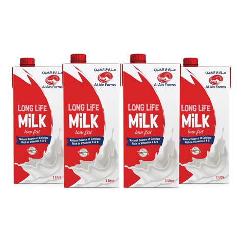 Buy Online Al Ain Farms Long Life Low Fat Milk, 1L x Pack Of 4 in UAE ...