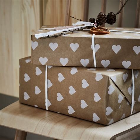VINTERFINT gift wrap roll, heart pattern/brown, 3x0.7 m/2.10 m² (10x2 ...