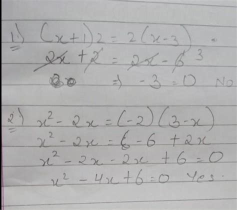 Check whether the following are quadratic equations: (x + 1)2 = 2(x - 3 ...