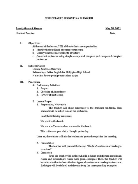 Image result for Syntax Lesson Plan Examples