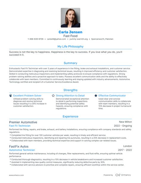 Fast Food Resume Template