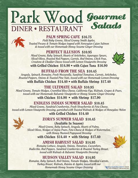Menu for Park Wood Diner in Maplewood, NJ | Sirved