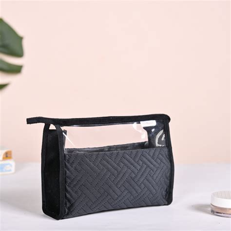 Stylish Black Travel And Makeup Pouch Set Of 2 Online - Premium Makeup ...