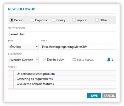 Follow UP Reminders | Email Or SMS Reminders - MeraCRM
