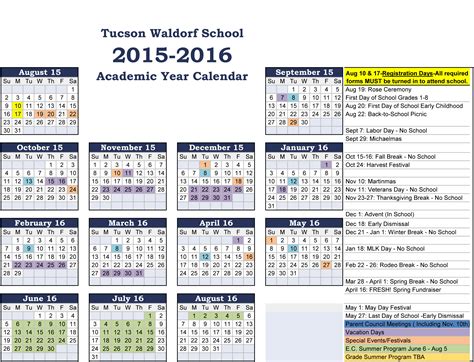 2015-16-school-calendar - Tucson Waldorf School