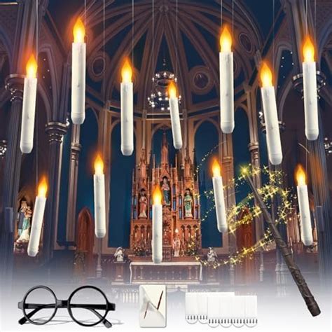 Floating Candles with Wand Remote - 6.5" Flameless Halloween Decor ...