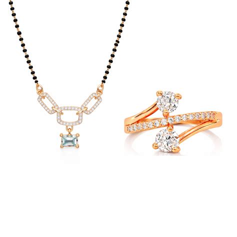 Rose Gold Link Mangalsutra & Ring Set – Nilu's Collection