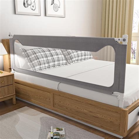 Yadala 60" Toddler Bed Rail with Double Lock for Queen/King Beds – Gray ...